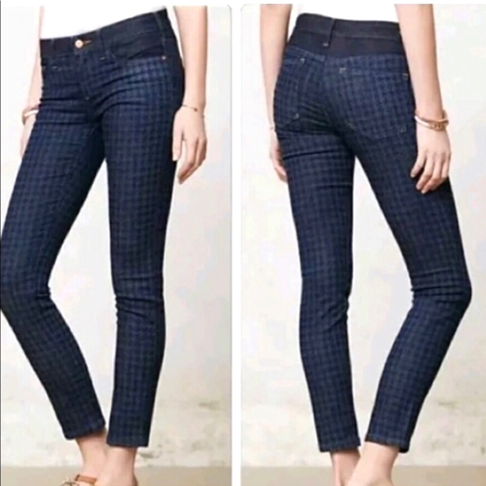 Anthropologie Pilcro Serif Houndstooth Skinny Jeans
